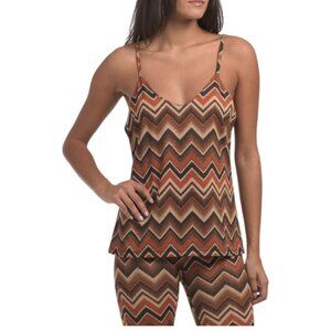 VENTI Brick Multi Made In Italy Lurex Chevron V-neck Tank